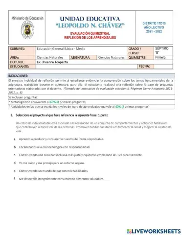 Evacuación de ciencias naturales