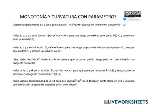 Monotonía y curvatura con parámetros