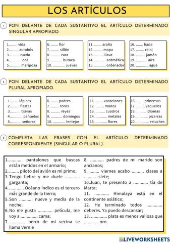Los artículos determinados