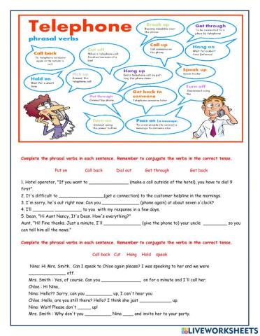 Telephone phrasal verbs