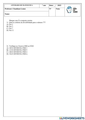 Critérios de divisibilidade