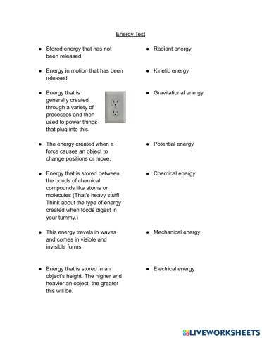 Energy definitions