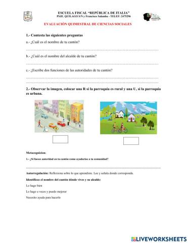 Evaluación de CIENCIAS SOCIALES