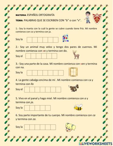 Palabras con v y b