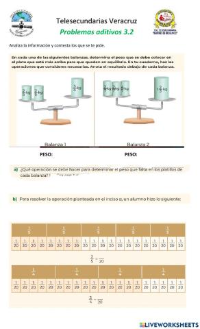 Problemas aditivos con fracciones