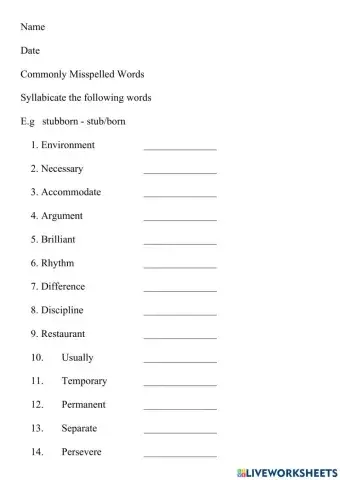 Commonly Misspelled Words