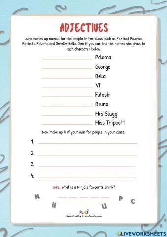 Juno Jones Word Ninja - Adjectives