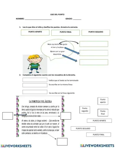 Uso del punto seguido,aparte y final