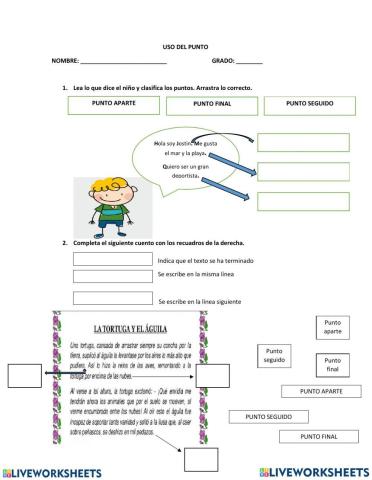 Uso del punto seguido,aparte y final