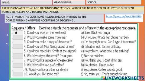 Match the request to the answer