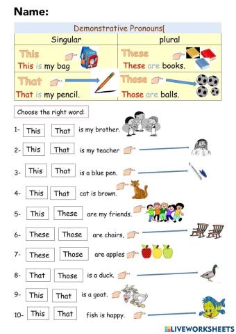 Demonstratives: worksheets