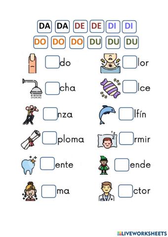 Sílabas da, de, di, do, du