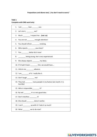 Prepositions and idioms