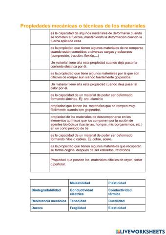 Propiedades mecánicas y ecológicas de los materiales