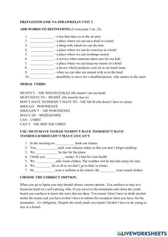 Modals and tourism words