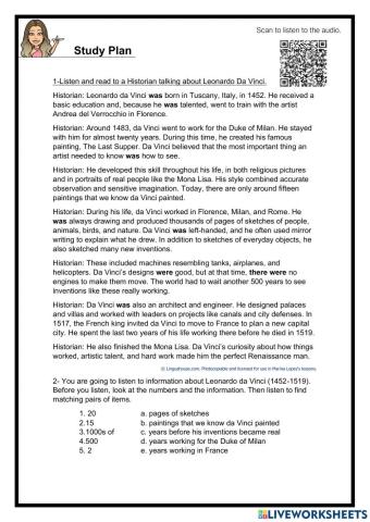 Reading and Listening on Da Vinci's Life