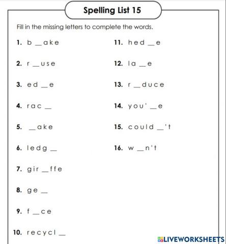 Spelling 15