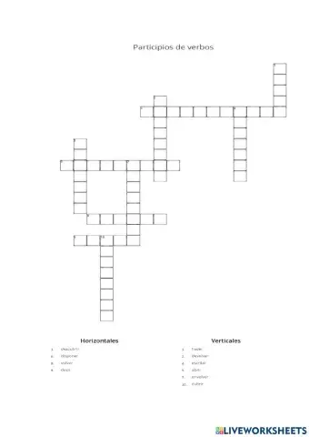 Crucigrama participios de verbos