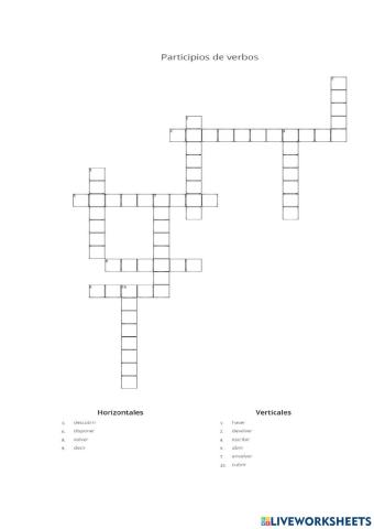 Crucigrama participios de verbos