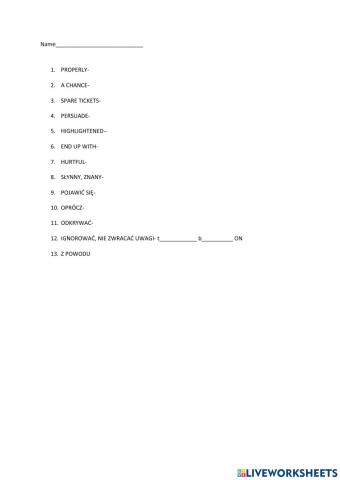 Vocabulary Gold experience B1 Unit 5