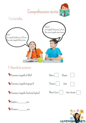 Compréhension écrite: présentation