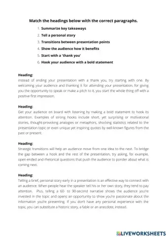 Structuring your presentation