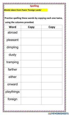 Spelling - 'Foreign Lands'