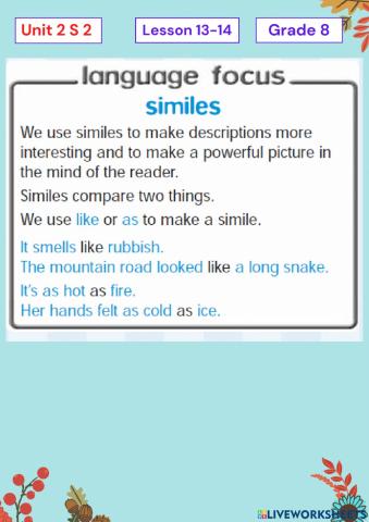 Unit 2 Lesson 13-14 G8 S2 ( SB . P21 )
