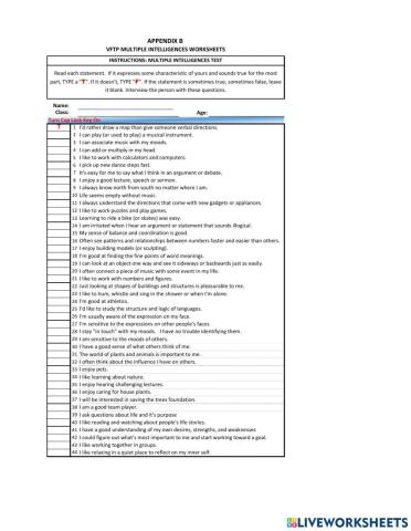 Multiple Intelligence Test