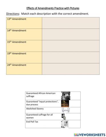 Unit 6B Effects of Amendments Practice w Pictures
