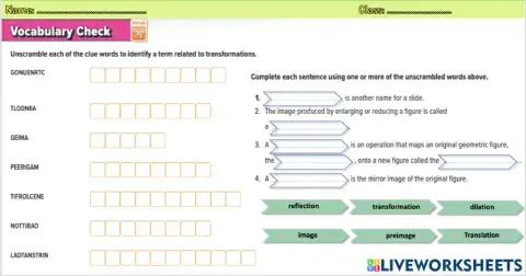 Transformations Vocabulary Check