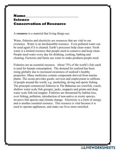 Conservation of Resource