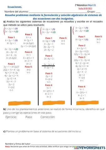 Sistemas de ecuaciones 2 - 2