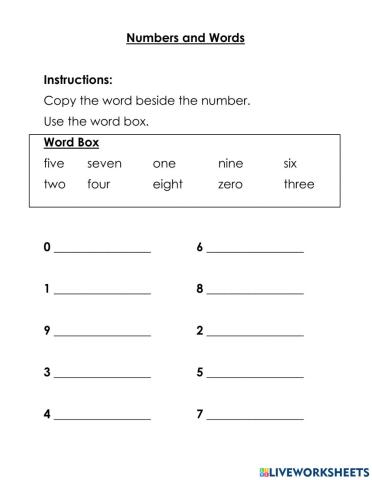 Numbers and Words - 1