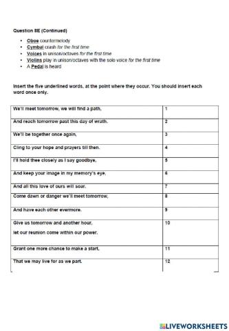 HIgher Music text questions