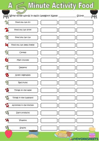 A 5 minutes activity