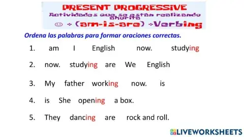 Present progressive affirmative form