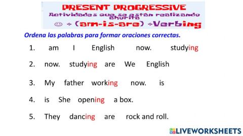 Present progressive affirmative form