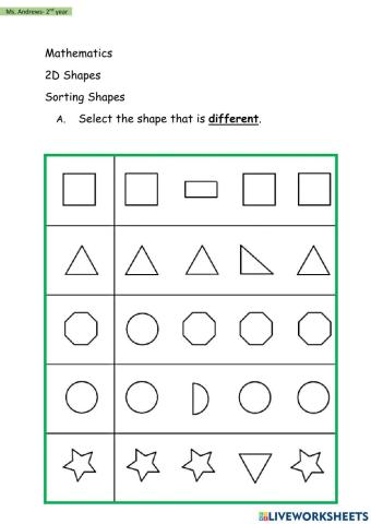 Mathematics- Sorting 2D Shapes 2
