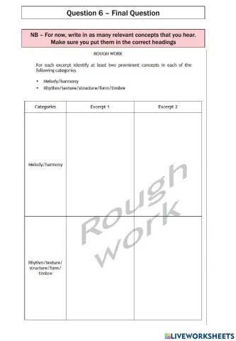 Adv Higher Music question 6 comparison