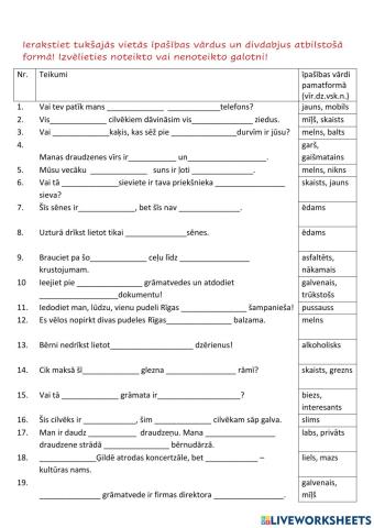 Īpašibas vārda noteiktā-nenoteiktā galotne