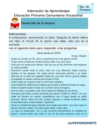 Valoracion 6to de primaria