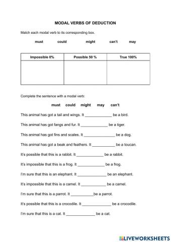 Modal verbs of deduction