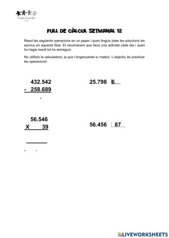 Full de càlcul 12