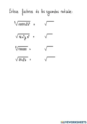Extraer factores de un radical (raíz)