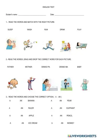 English Test 3rd grade