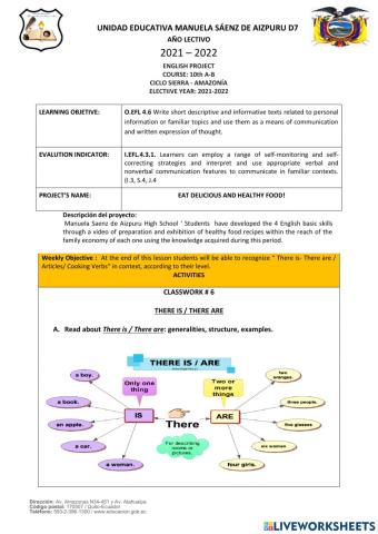 Ejercicios Online-There is - There are-10th EGB