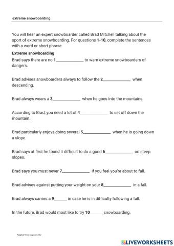 Extreme snowboarding