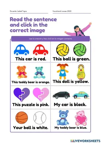 Toys and colors in English