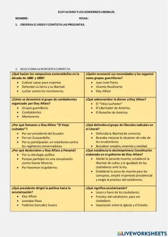 Eloy alfaro y los gobiernos liberales